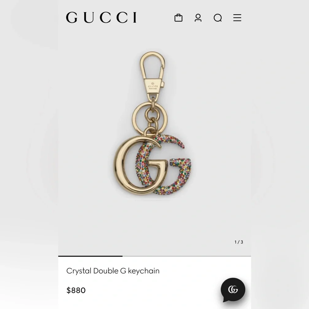Black leather gg embossed guccissima Silver Keychain mens or womens as is